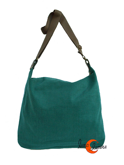 Benetti bolsos de tela, bolso morral grande liso azul/verde petróleo.