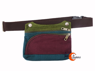 Benetti riñoneras de tela, rectangular granate verde.