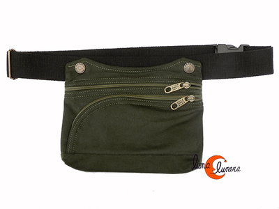 Benetti riñoneras de tela, rectangular verde.