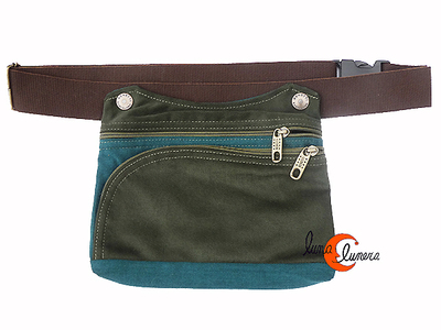 Benetti riñoneras de tela, rectangular XXL azul verde.