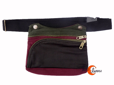 Benetti riñoneras de tela, rectangular XXL granate marrón.