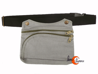 Benetti riñoneras de tela, rectangular XXL gris.