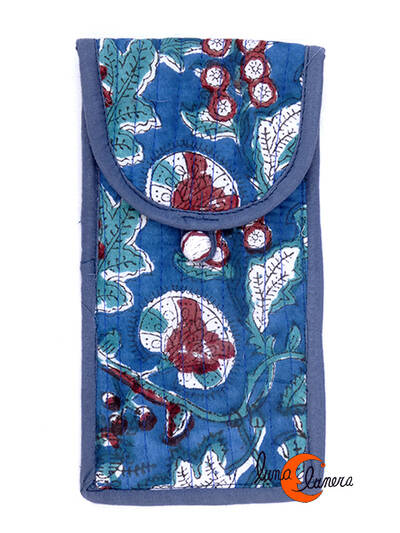 Funda de tela para gafas India, azul.