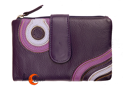 Cartera de piel Belmonte Jardín Japonés mediana 041, morada.