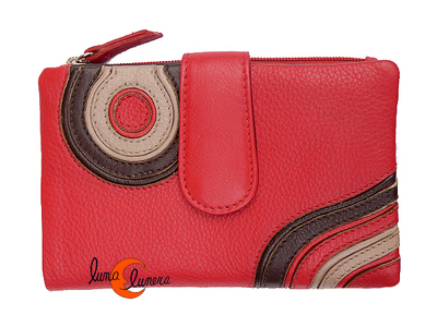 Cartera de piel Belmonte Jardín Japonés mediana 041, roja.