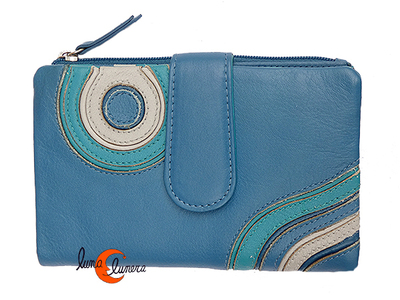 Cartera de piel Belmonte Jardín Japonés mediana 041, azul.