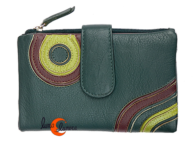 Cartera de piel Belmonte Jardín Japonés mediana 041, verde.