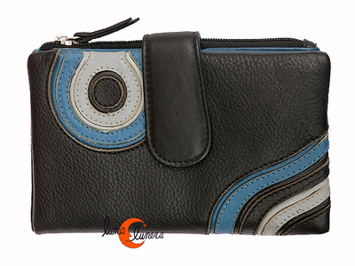 Cartera de piel Belmonte Jardín Japonés mediana 041, negra.