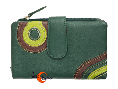 Cartera de piel Belmonte Jardín Japonés mediana 039, verde.