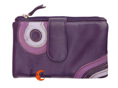 Cartera de piel Belmonte Jardín Japonés mediana 039, morada.