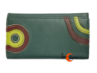 Carteras de piel de colores tipo monedero grande con solapa. Verde.