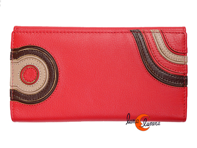 Carteras de piel de colores tipo monedero grande con solapa. Rojo.