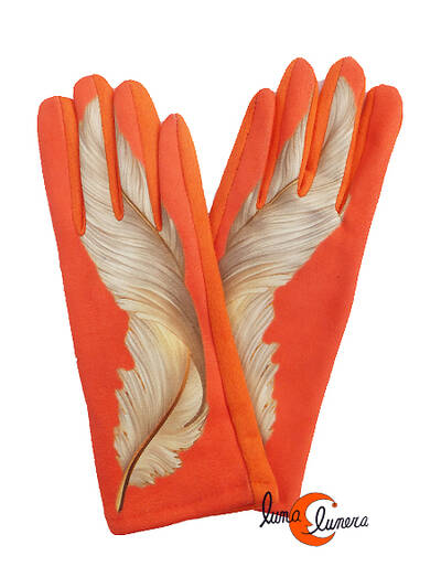 Guantes pluma naranjo.