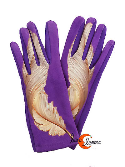 Guantes pluma morado.