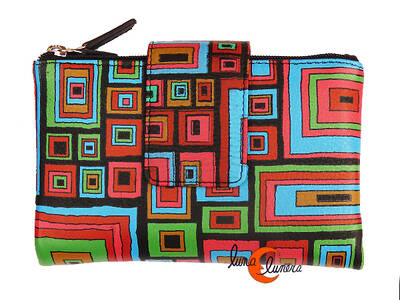 Carteras de piel Belmonte. Cartera grande laberinto 39, cremalleras negras.