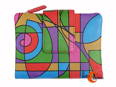 Cartera 28 de piel de colores Belmonte. Geométrica roja.