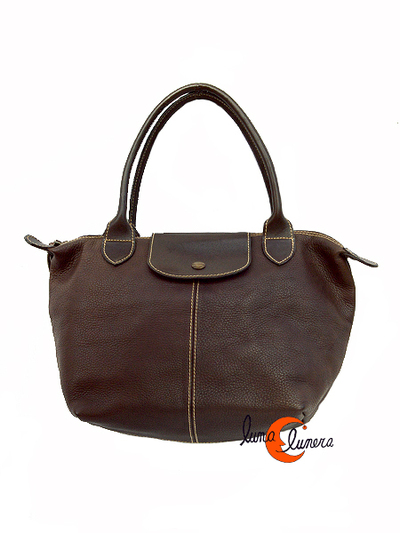 Bolso de piel de mano, marrón.