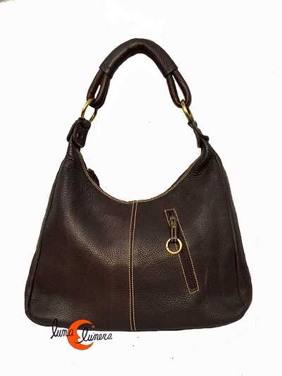 Bolso de piel de hombro, marrón.