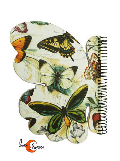 Libretas de papel, mariposa con mariposa blanca.