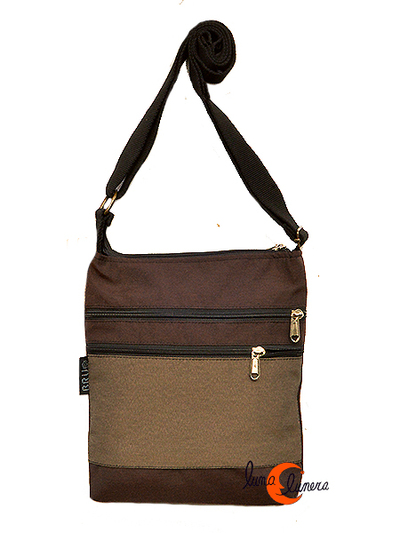 Bolsos de tela BRUO. Bolso bandolera pequeño plano marrón.