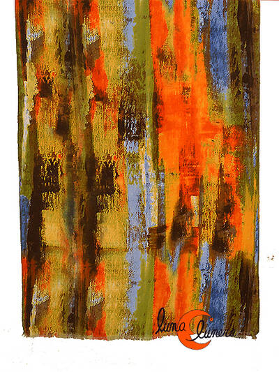 Bufanda manchas de colores con naranja.