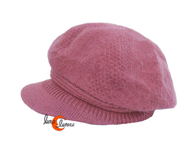 Gorra de lana con visera, rosa palo oscuro.