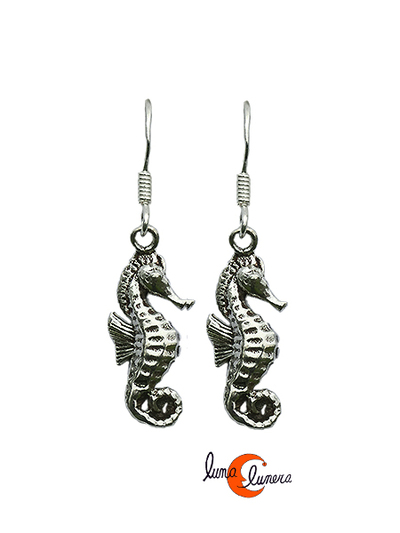 Pendientes de plata. Caballito de mar.