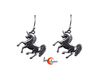 Pendientes de plata. Unicornios.