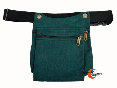 Benetti riñoneras de tela, tapa verde petróleo.