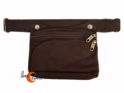 Benetti riñoneras de tela, rectangular XXL marrón chocolate.