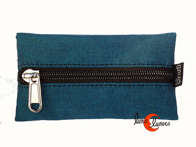 Chineras, monederos de tela Bruo.  Monedero y llavero con una cremallera. Azul.