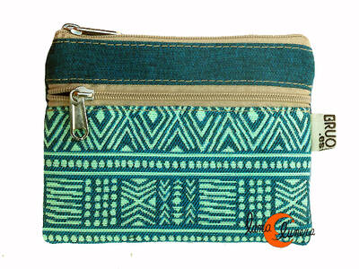 Monederos de tela Bruo.  Monedero grande de dos cremalleras. Dibujos azul.