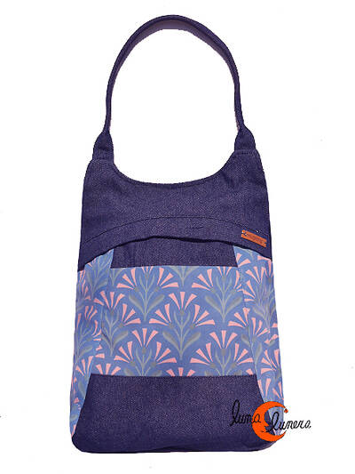Mochilas de tela Mugling. Mochila bolso azul vaquero espigas azul.
