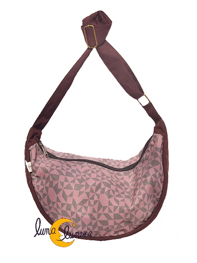 Bolsos de tela Mugling. Bolso pequeño geometría granate marrón.