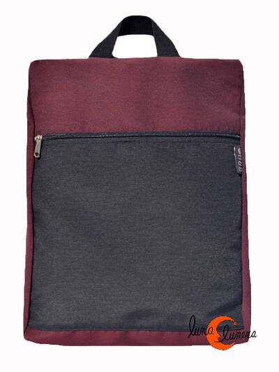 Mochilas de tela BRUO. Mochila grande negra y granate.