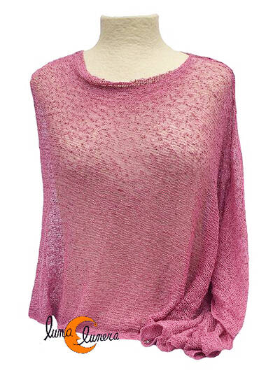 Poncho de punto. Rosa palo oscuro.