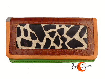 Cartera de piel de colores, marrón.