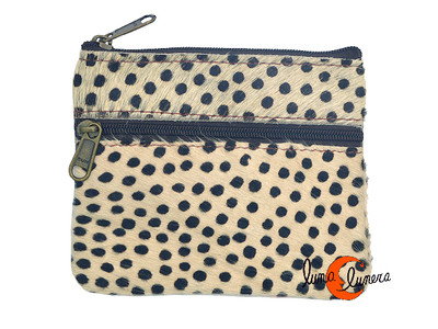 Monedero de piel de colores Soruka, print blanco con lunares.