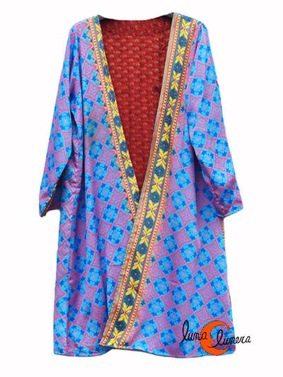 Kimono reversible. Kimono 3, azules y granate.