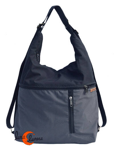 Impermeables. Bolsos de tela Mugling. Bolso mochila gris casi negra lisa.