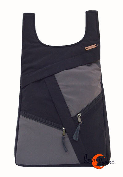 Impermeables. Mochilas de tela Mugling. Mochila redonda cremalleras gris.