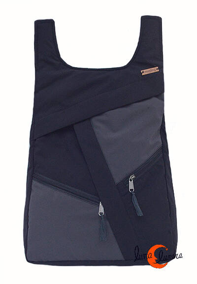 Impermeables. Mochilas de tela Mugling. Mochila redonda cremalleras gris oscuro.