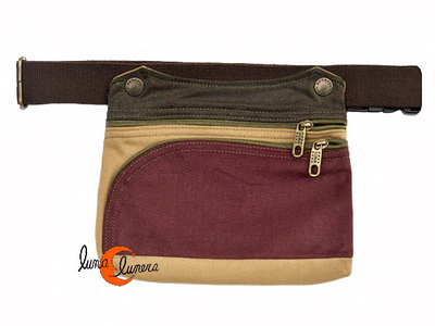 Benetti riñoneras de tela, rectangular XXL camel, granate, verde.