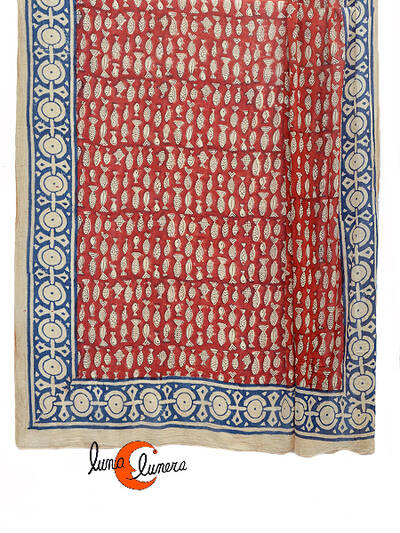 Pareo-fular de algodón, peces rojo.