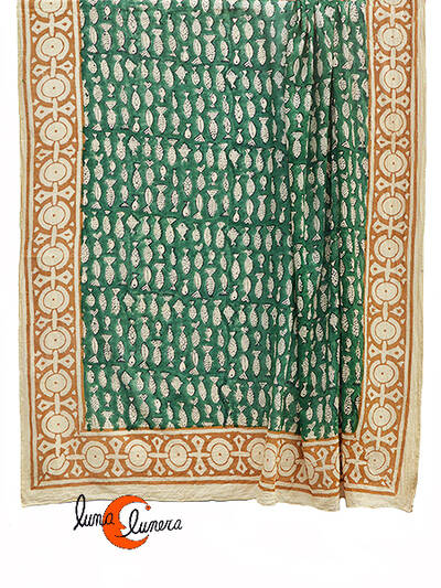Pareo-fular de algodón, peces verde.
