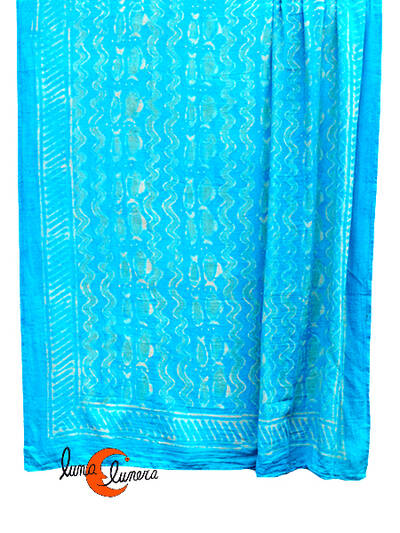 Pareo-fular de algodón, peces turquesa.