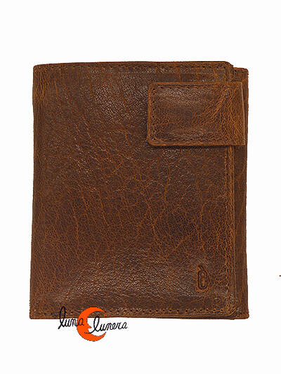 Lèyva carteras de piel, 5084 marrón. Cartera con monedero exterior.