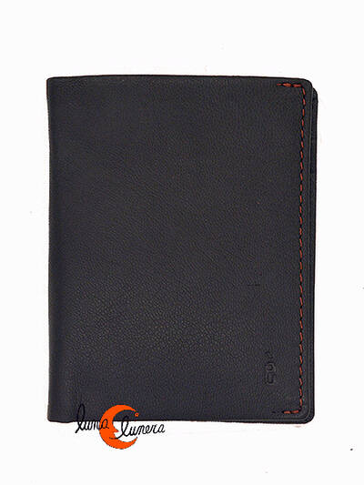 Lèyva carteras de piel, 5113 negra con interior rojo. Cartera tarjetero.