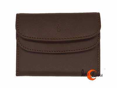 Lèyva carteras de piel, 214 marrón. Cartera con doble solapa y monedero mediana.