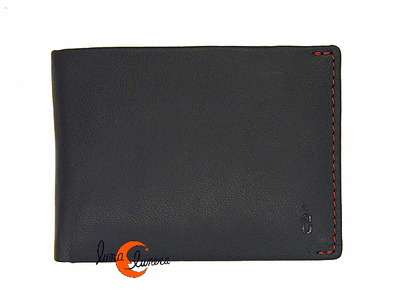Lèyva carteras de piel, 5111 negra con interior rojo. Cartera americana con monedero.